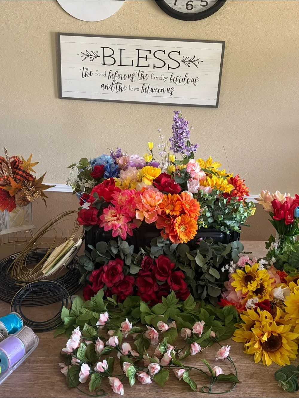 Assorted Artificial Flower Bundle - Multi-Color Decorative Arrangement